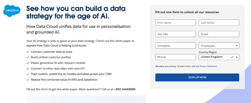 Salesforce's Data Cloud Seite