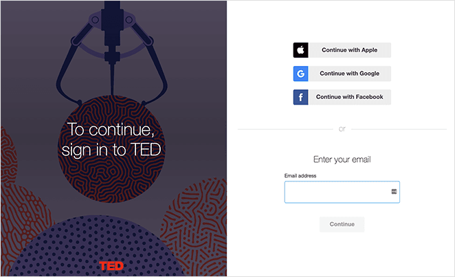 TED alternative login page