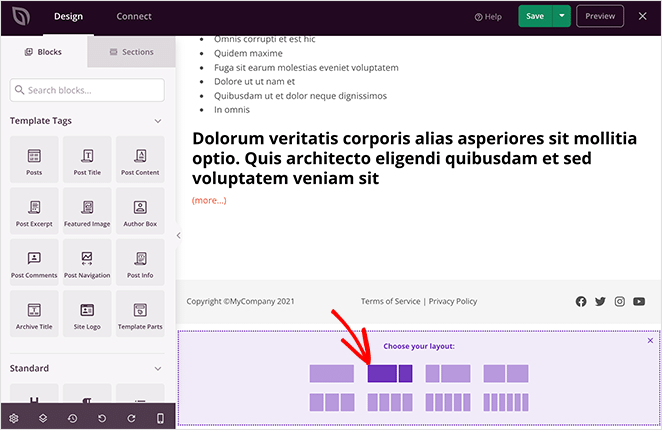 Add a 2 column section to your single page