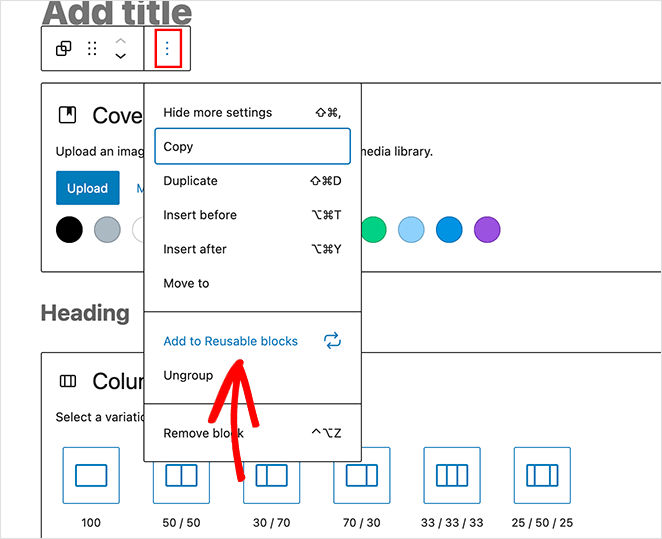 Add group block to reusable blocks