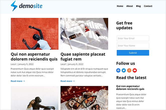 customWordPressblogtheme SeedProd Custom WordPress theme blog page and sidebar