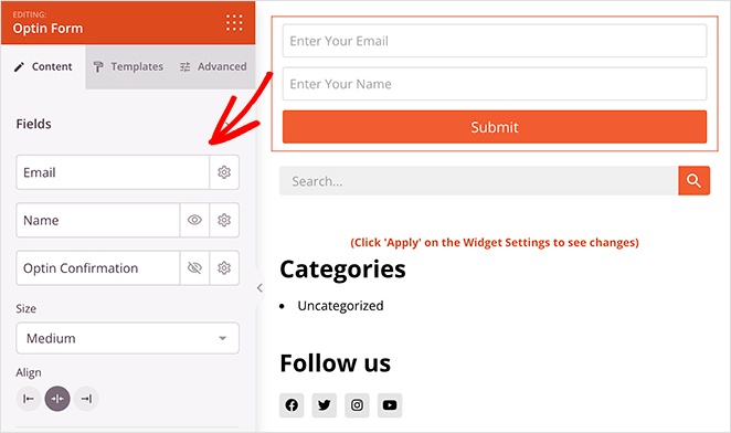 Add an optin form to your sidebar template