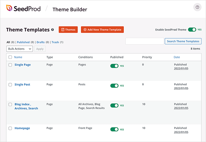 Seedprod theme builer