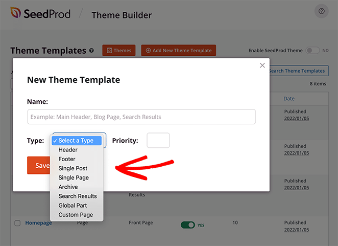 SeedProd custom theme parts