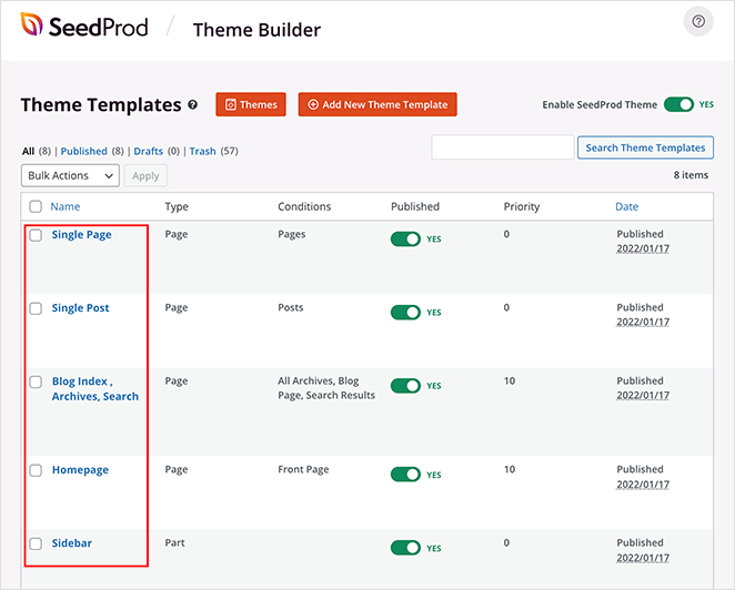 Modèles de thèmes pour Seedprod