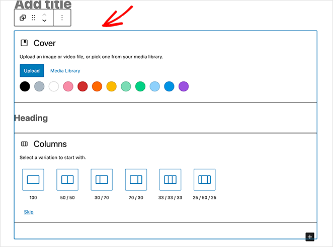 Select the group block