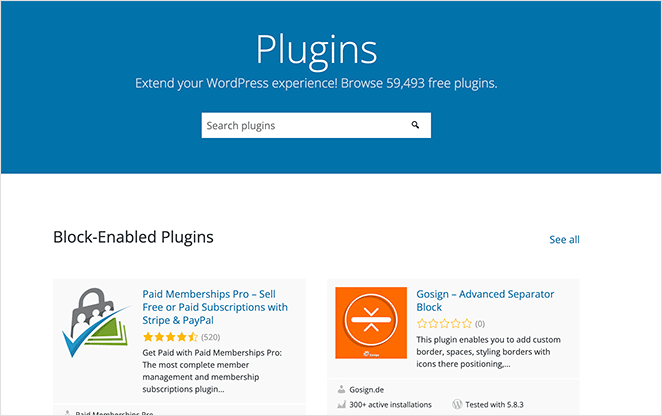 WordPress plugins repository