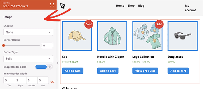 Advanced woocommerce featured products grid settings