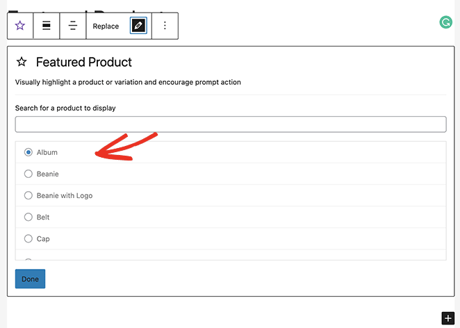 Choose a featured product to display