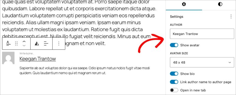 Customizing the WordPress author block settings