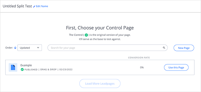 LeadPages split testing