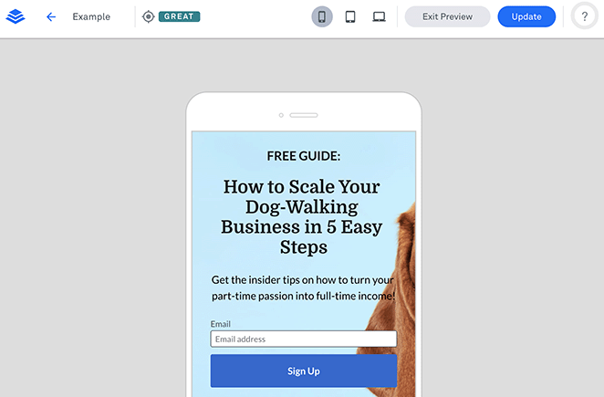 Leadpages mobile preview