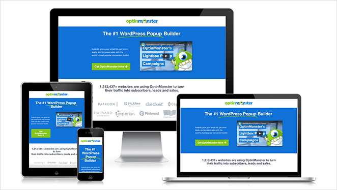 OptinMonster responsive PPC landing page example