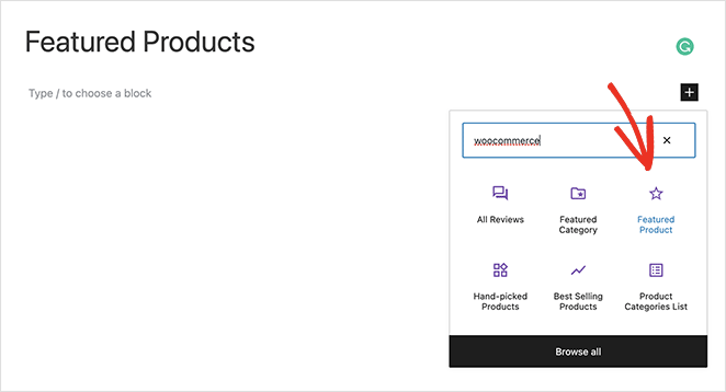 WooCommerce featured products block