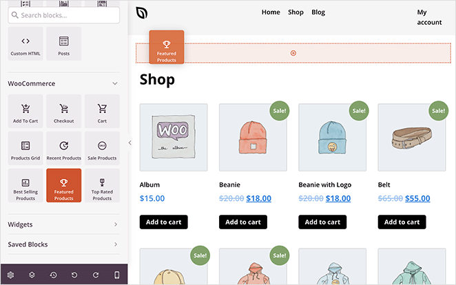 WooCommerce featured products grid seedprod
