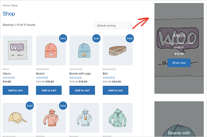 woocommerce-featured-products-in-sidebar - SeedProd WooCommerce featured products in sidebar example