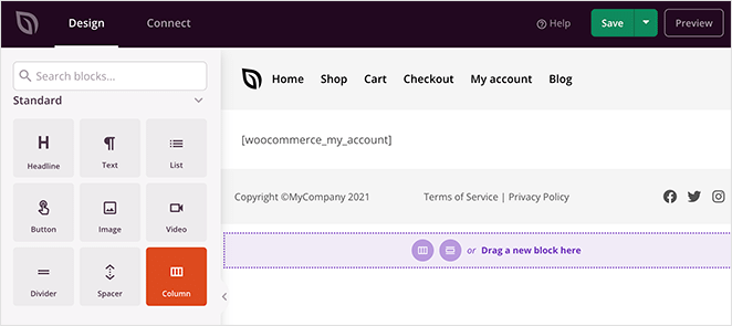 woocommerce my account page seedprod