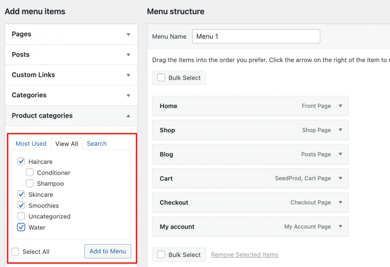 Add product categories to WooCommerce navigation menu