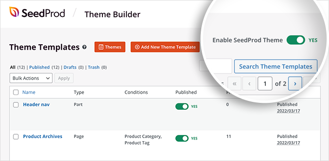 Enable your SeedProd theme
