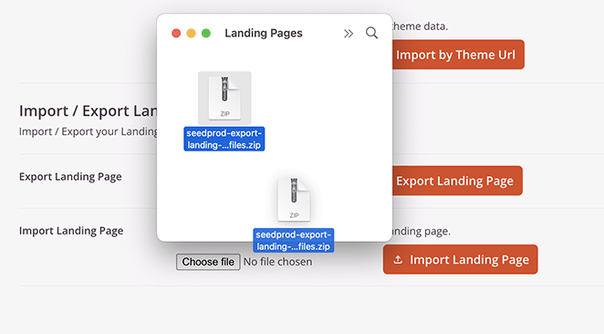 SeedProd import landing pages