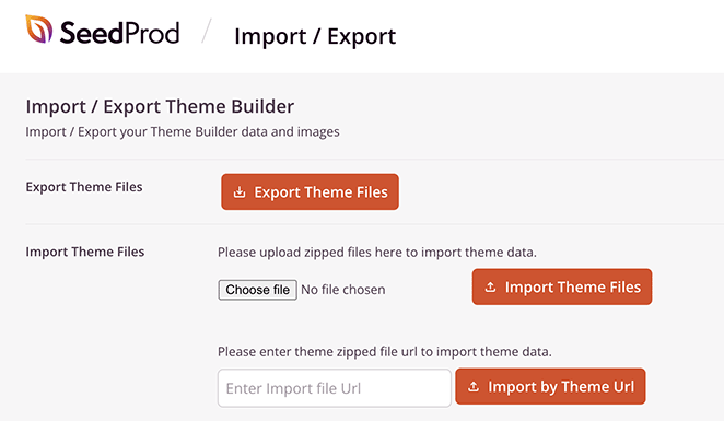 SeedProd import and export theme files
