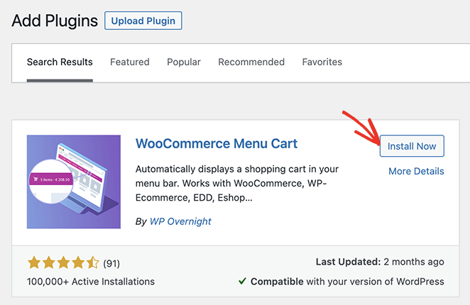 Install and activate woocommerce menu cart plugin
