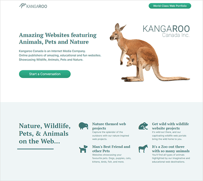 Kangaroo canada landing page made with seedprod