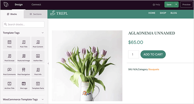SeedProd product page visual editor