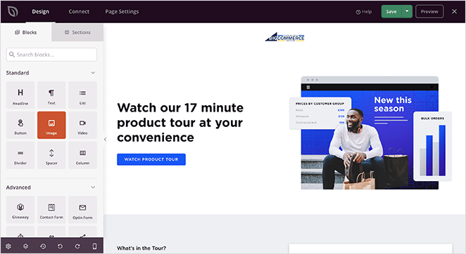 BigCommerce lead generation landing page made with SeedProd