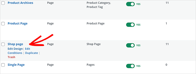 Edit WooCommerce shop page SeedProd