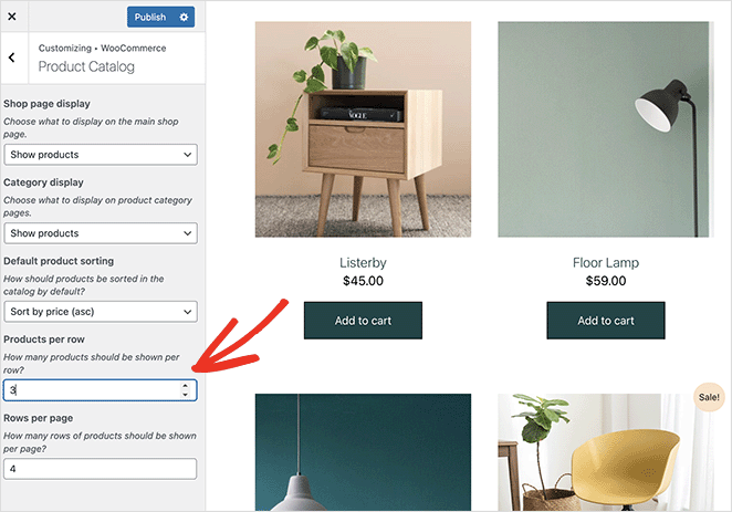 Choisissez le nombre de produits par ligne à afficher sur la page de votre boutique WooCommerce