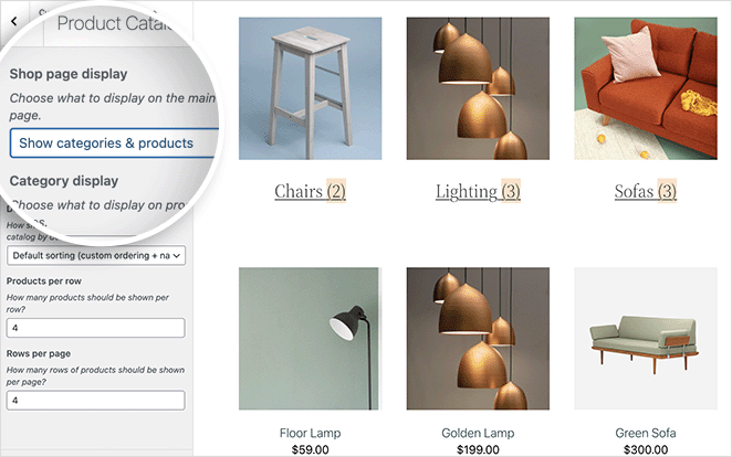 show products and categories on woocommerce shop page