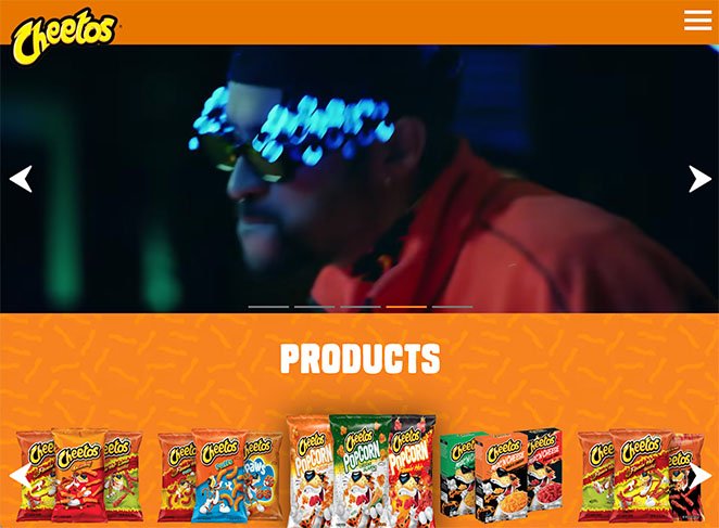 Cheetos mobile friendly website exmple