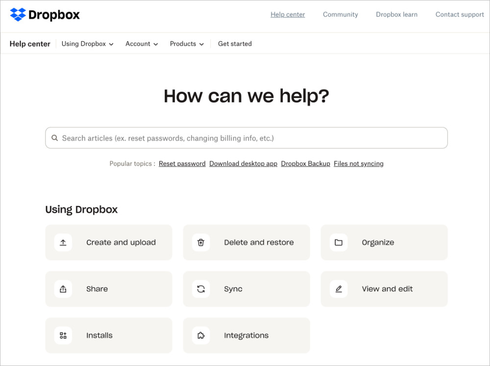 Screenshot - SeedProd Dropbox FAQ page example