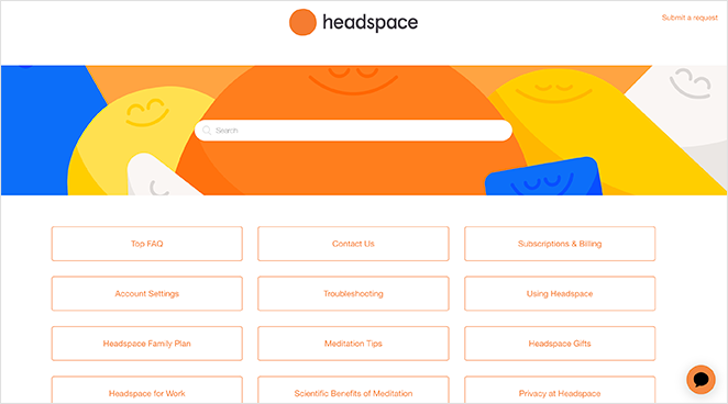 Page d'atterrissage Headspace faq