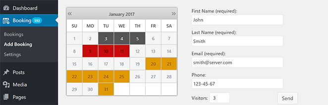 Booking Calendar best calendar plugins WordPress