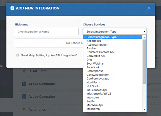 Intégrations ClickFunnels