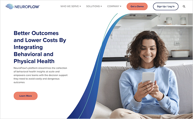 NeruoFlow startup landing page example