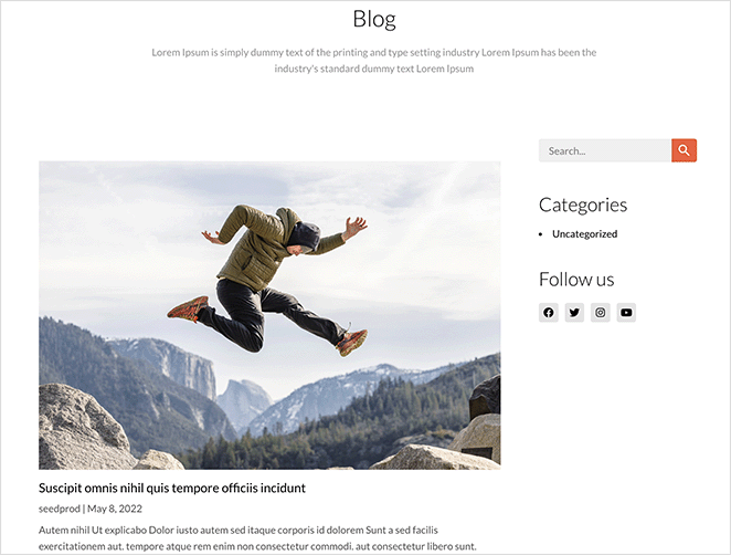 separate blog page in WordPress example