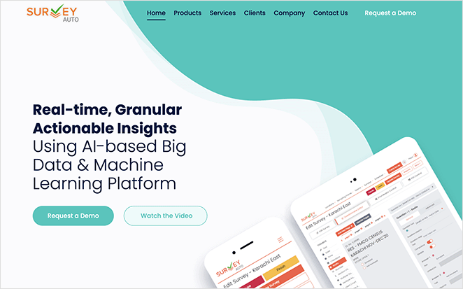 SurveyAuto startup landing page