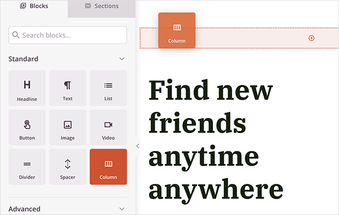 add-column-block - SeedProd Add a landing page column