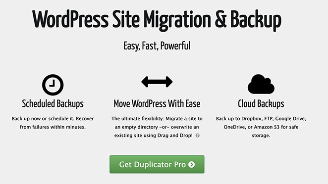Duplicator WordPress backup plugin