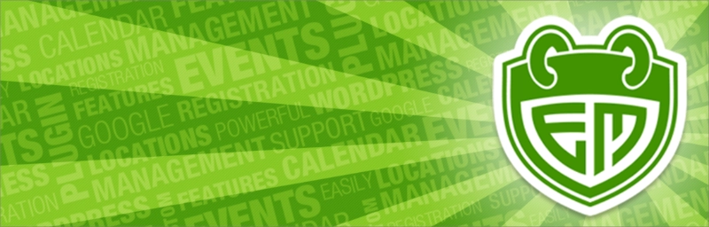 Events Manager calendar view in WordPress admin.