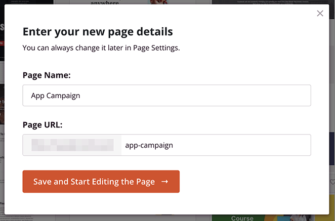 Add your landing page details