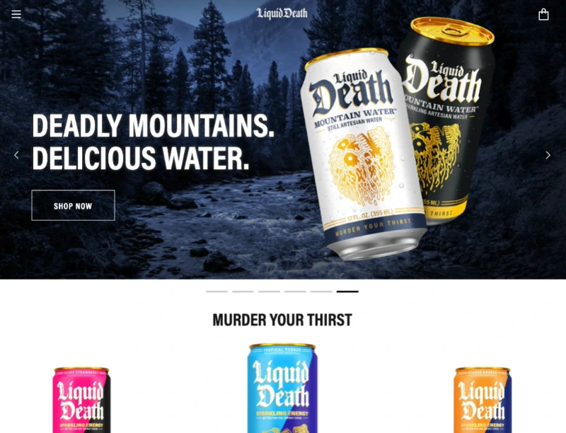 liquid-death - SeedProd Liquid Death landing page using bold heavy-metal branding to sell canned water