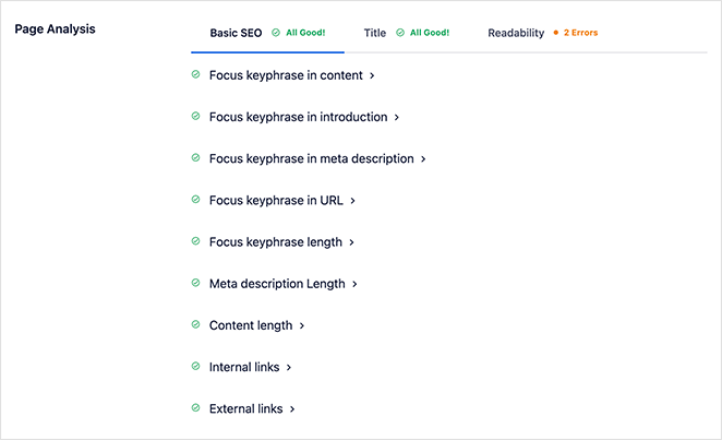 AIOSEO page analysis