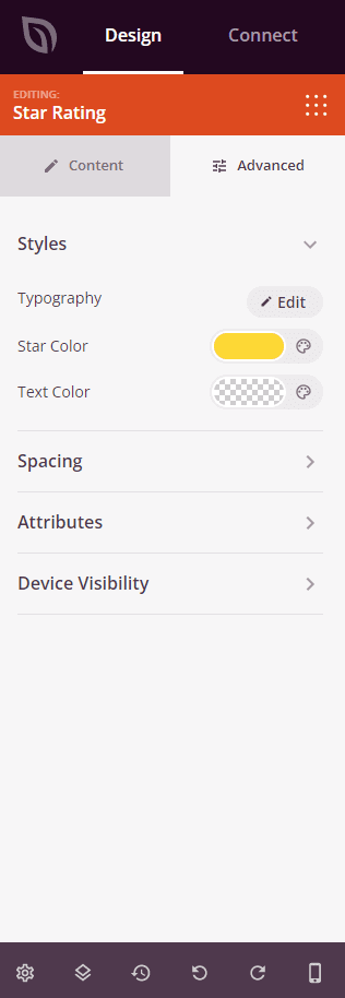 Star Rating Advanced Settings