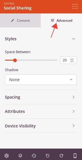 social sharing block advanced tab