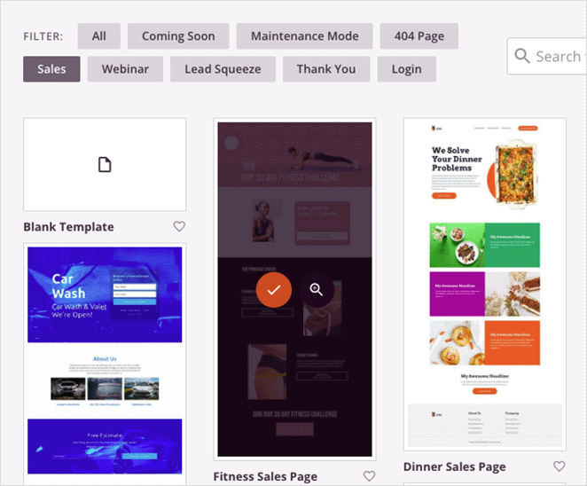 choose-landing-page-template - SeedProd choose a landing page template to animate