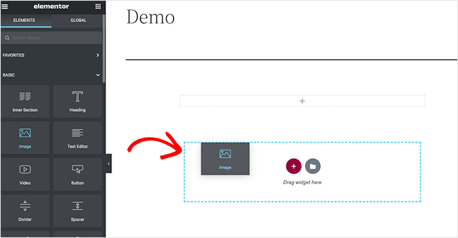 drag and drop elementor content elements